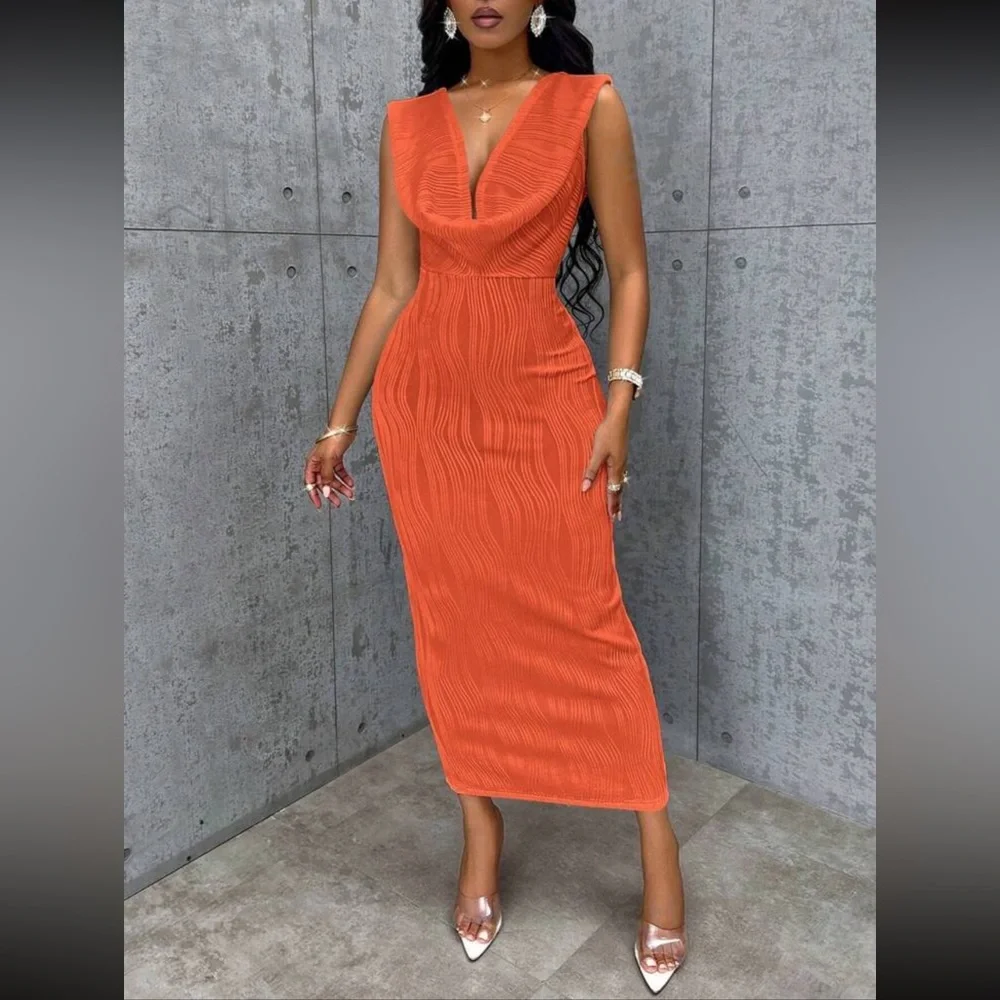 Burnt Orange Hooded Dress - Picture 4 of 10
